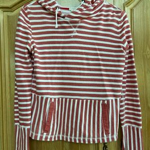 J Crew Size XS Red and White Hooded Sweatshirt